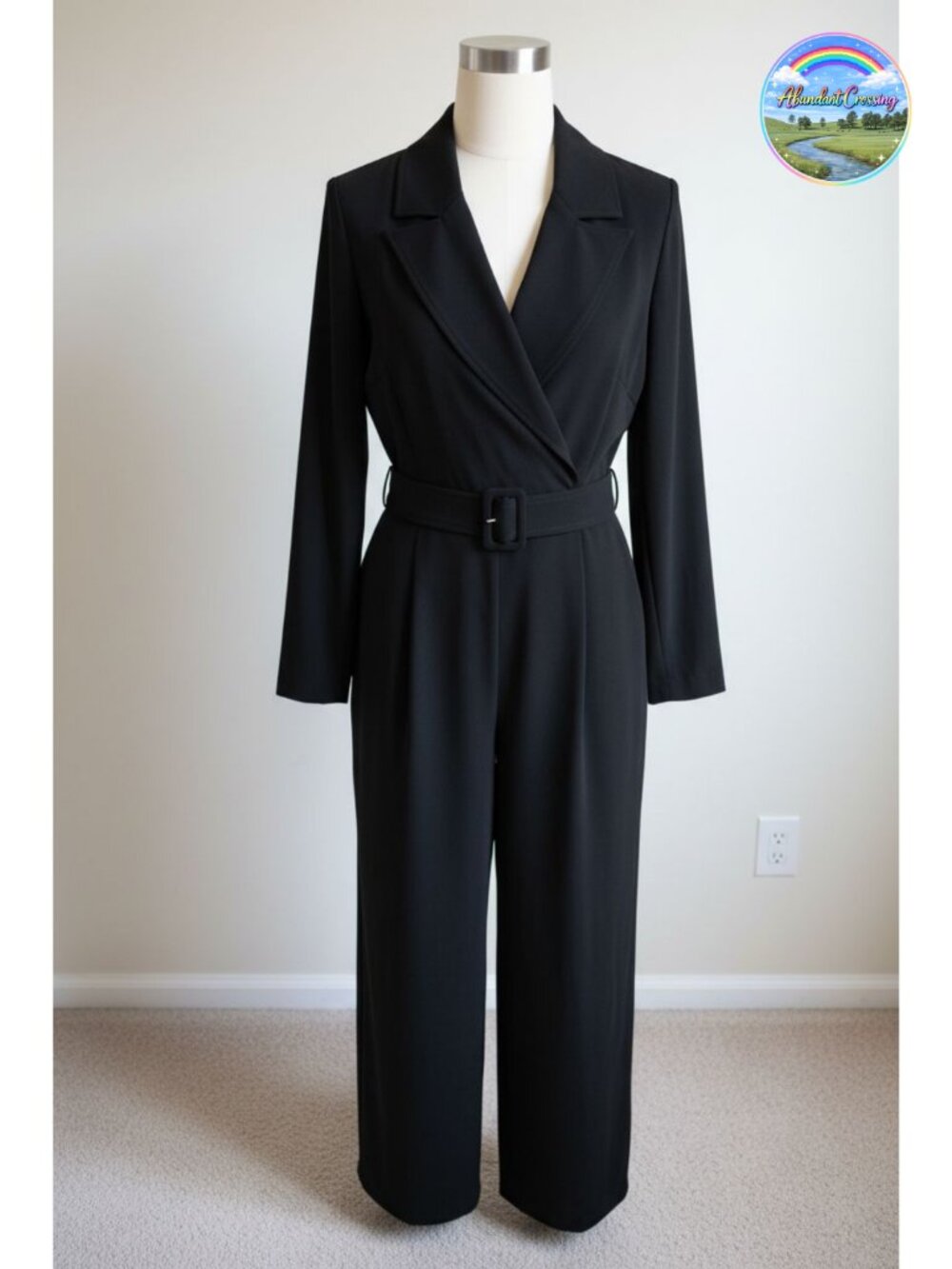 Women's Long Sleeve Dressy Jumpsuit Formal Pantsuit Wide Leg Size Large